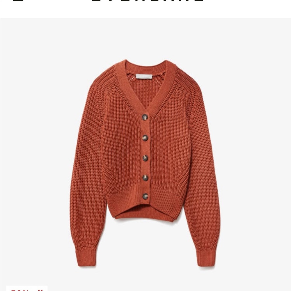 Everlane texture cotton cardigan cinnamon